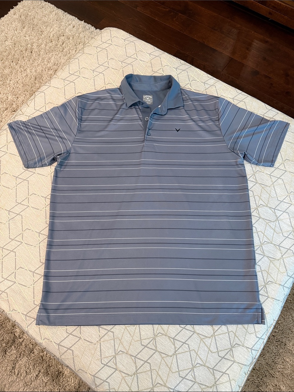 Callaway Light Blue Striped Performance Golf Polo